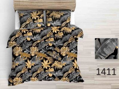 LIście Złoto Szare na Czarnym